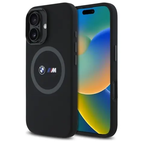 BMW M Silicone Printed Ring MagSafe pro iPhone 16 černá / Zadní kryt / Silikonový / MagSafe