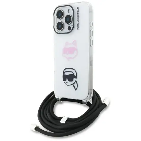 Karl Lagerfeld IML Crossbody Karl&Choupette Head bílá / Zadní kryt / iPhone 16 Pro