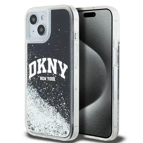 DKNY Liquid Glitter Big Logo černá / Zadní kryt / pro Apple iPhone 15 Plus / 14 Plus