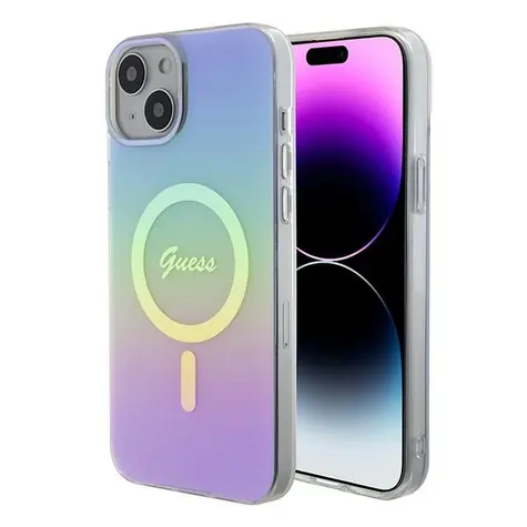 Guess IML Iridescent MagSafe kryt pro iPhone 15 Plus fialová / Kryt / MagSafe