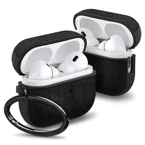 Spigen Urban Fit pouzdro pro Apple AirPods Pro 1/2 černá / Pouzdro / mikrovlákno / karabina