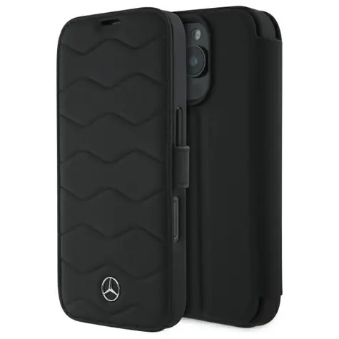 Mercedes Waves Leather pro iPhone 16 Pro Max černá / Zadní kryt / Kožený