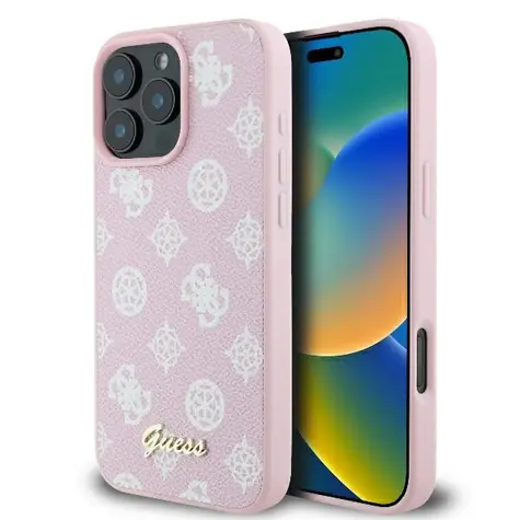 Guess Peony Script Logo MagSafe iPhone 16 Pro růžová / Kryt / MagSafe
