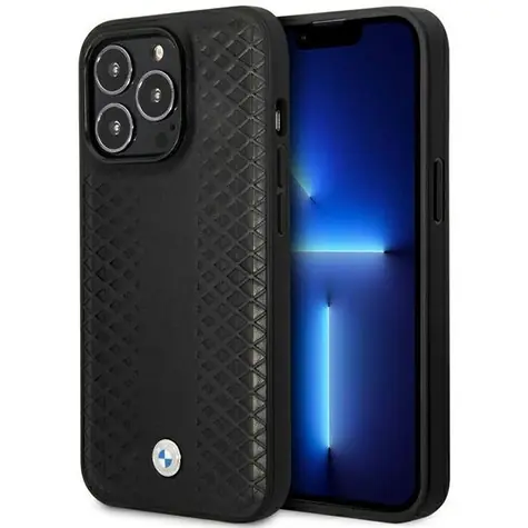BMW Diamond Pattern Zadní kryt MagSafe iPhone 14 Pro 6,1 černá / Kryt / Kůže / MagSafe