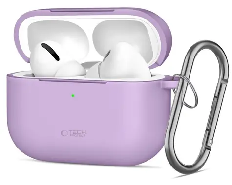Tech-Protect Silicone Hook Case fialová / Pouzdro pro Apple AirPods Pro / silikonové / s karabinou