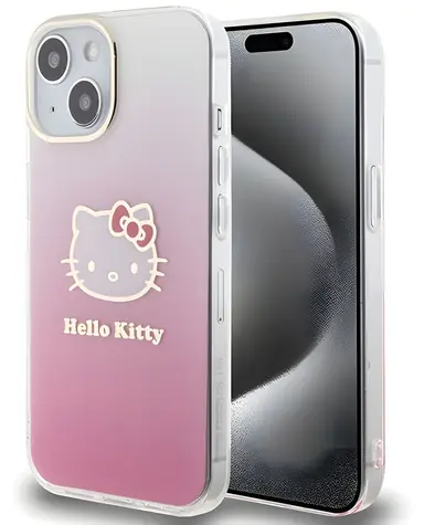 Hello Kitty IML Gradient Kitty Head růžová / Zadní kryt / Apple iPhone 15