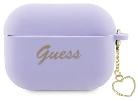 Guess Charm Heart Silikonové pouzdro pro AirPods Pro 2 fialová / Pouzdro / Silikon