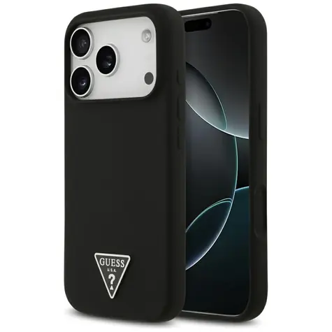 Guess Silicone Triangle Logo černá / Zadní kryt / pro iPhone 17 Pro Max / MagSafe