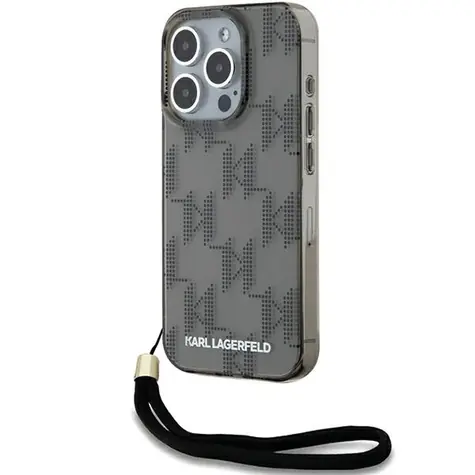 Karl Lagerfeld IML Mono KL Pattern & Cord černá / Zadní kryt / iPhone 15 Pro
