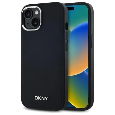 DKNY Plain Logo černá / Zadní kryt / MagSafe / pro Apple iPhone 15