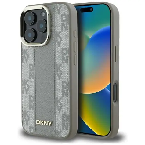 DKNY Checkered Pattern iPhone 16 Pro Max béžová / Zadní kryt pro Apple iPhone 16 Pro Max / MagSafe