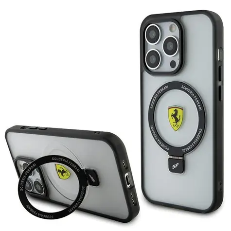 Ferrari Ring Stand transparentní / Zadní kryt / MagSafe / pro Apple iPhone 15 Pro