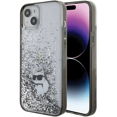 Karl Lagerfeld Liquid Glitter Choupette čirá / Zadní kryt / Apple iPhone 15 Plus