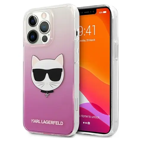 Karl Lagerfeld Choupette Head růžová / Zadní kryt / iPhone 13 Pro Max