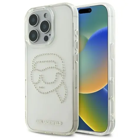 Karl Lagerfeld IML Rhinestones Karl Head čirá / Zadní kryt / Apple iPhone 16 Pro Max / 6,9”