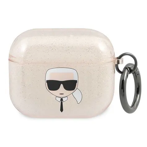 Karl Lagerfeld Glitter Karl Head zlatá / Pouzdro / Apple AirPods 3