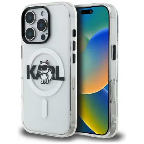 Karl Lagerfeld IML Choupette Sketch Logo čirá / Zadní kryt / MagSafe / pro Apple iPhone 16 Pro Max