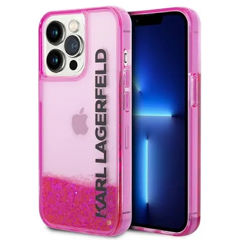 Karl Lagerfeld Liquid Glitter Elong růžová / Zadní kryt / Apple iPhone 14 Pro Max / Plast