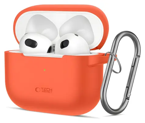 Tech-Protect Silicone Hook Case oranžová / Pouzdro / pro Apple AirPods 3 / Silikonové