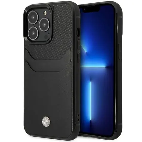 BMW Leather Card Slot pro Apple iPhone 14 Pro černá / Zadní kryt / Kožený / Slot na kartu