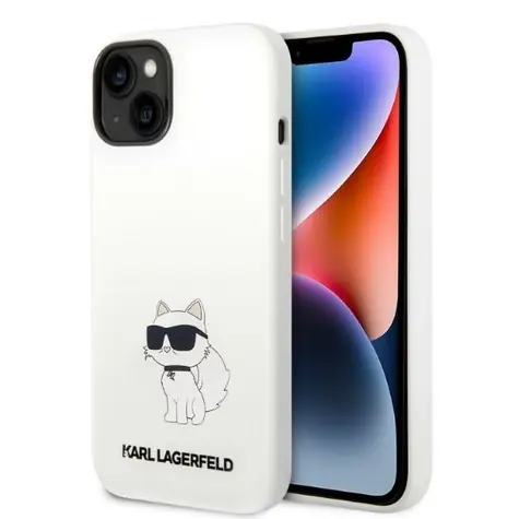 Karl Lagerfeld Silicone Choupette bílá / Ochranný kryt / Apple iPhone 14 Plus / MagSafe