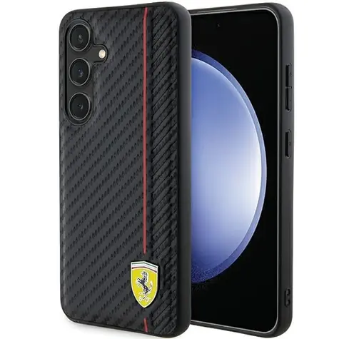 Ferrari Carbon Printed Line pro Samsung Galaxy S24 černá / Zadní kryt / Karbonový vzhled