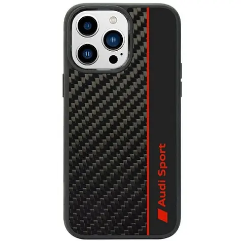 Audi Carbon Fiber Stripe černá / Zadní kryt pro Apple iPhone 14 Pro / odolný hardcase