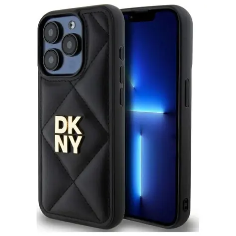 DKNY Quilted Stack Logo Zadní kryt iPhone 15 Pro černá / Zadní kryt / Apple iPhone 15 Pro
