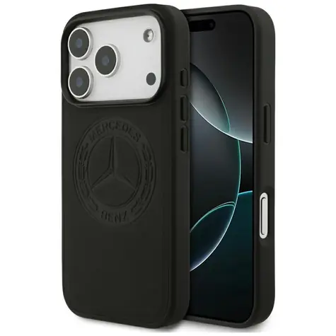 Mercedes Leather Vintage Logo černá / Zadní kryt / MagSafe / pro iPhone 17 Pro / kůže