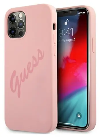 Guess Script Vintage Zadní kryt růžová / Zadní kryt / Apple iPhone 12 Pro Max / Plastový