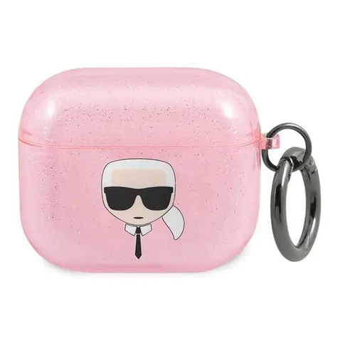 Karl Lagerfeld Glitter Karl Head růžová / Pouzdro / pro Apple AirPods 3