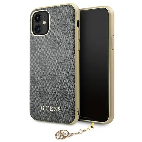 Guess Charms 4G iPhone 11/XR šedá / Tvrzený zadní kryt / Kolekce 4G Charms