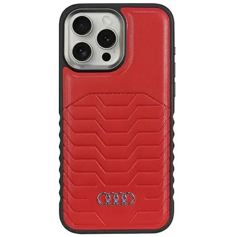 Audi Synthetic Leather kryt pro Apple iPhone 14 Pro červená / Zadní kryt / MagSafe / Umělá kůže