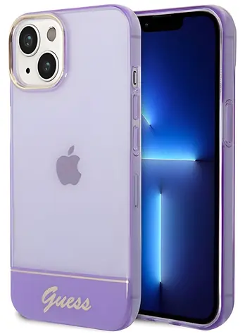 Guess Hardcase Translucent fialová / Pouzdro / Apple iPhone 14 Plus