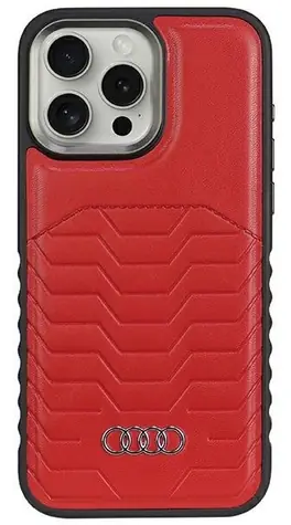 Audi Synthetic Leather MagSafe červená / Zadní kryt pro Apple iPhone 15 Pro Max / Syntetická kůže