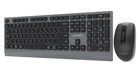 Gembird KBS-WPS-02-CYRL / Bezdrátová sada klávesnice a myši / 2,4GHz + Bluetooth / Cyrilické rozložení kláves