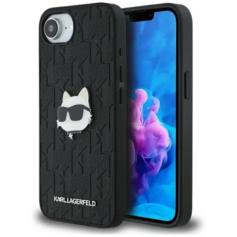 Karl Lagerfeld Monogram Choupette Head Pin černá / Kryt / Kovový přívěsek Choupette / iPhone 16e