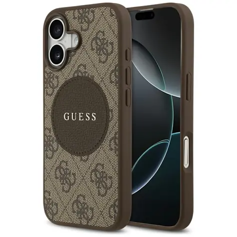 Guess 4G Circle Classic Logo hnědá / Zadní kryt / iPhone 17 / MagSafe
