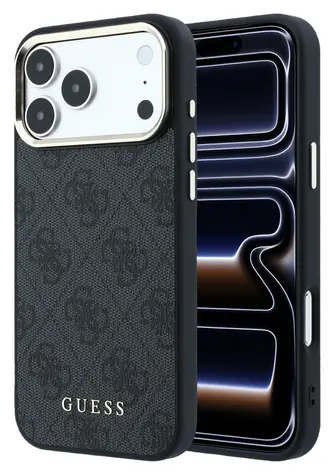 Guess PU Leather 4G Gold Frame kryt iPhone 18 Pro Max černá / Zadní kryt / MagSafe / Apple iPhone 18 Pro Max