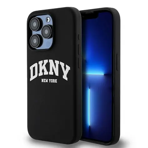 DKNY Liquid Silicone White Printed Logo MagSafe černá / Zadní kryt / iPhone 13 Pro a 13
