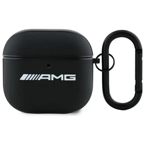 Mercedes AMG Kožené pouzdro s bílým logem pro Apple AirPods 4 černá / Pouzdro / kůže