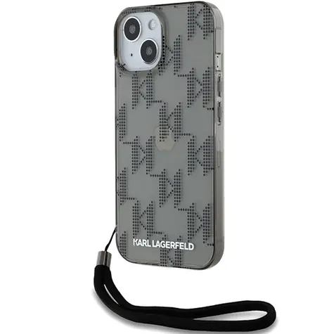 Karl Lagerfeld IML Mono KL Pattern & Cord černá / Pouzdro / iPhone 15/14/13