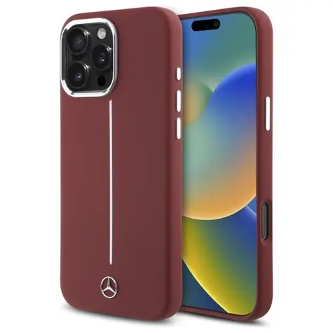Mercedes Silicone White Stripe červená / Zadní kryt / MagSafe / pro iPhone 16 Pro Max