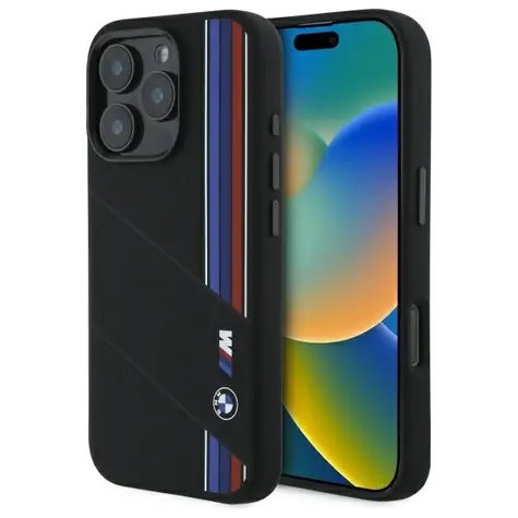 BMW silikonový Tricolor kryt MagSafe pro iPhone 16 Pro Max černá / Kryt / MagSafe / Silikon