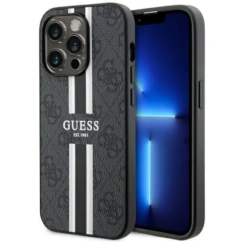 Guess 4G Printed Stripes zadní kryt pro iPhone 14 Pro černá / Zadní kryt / MagSafe / 6,1