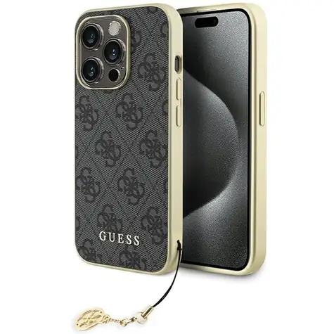Guess 4G Charm šedá / Zadní kryt pro Apple iPhone 15 Pro