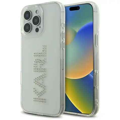 Karl Lagerfeld IML Rhinestones Logo čirá / Zadní kryt / Apple iPhone 16 Pro