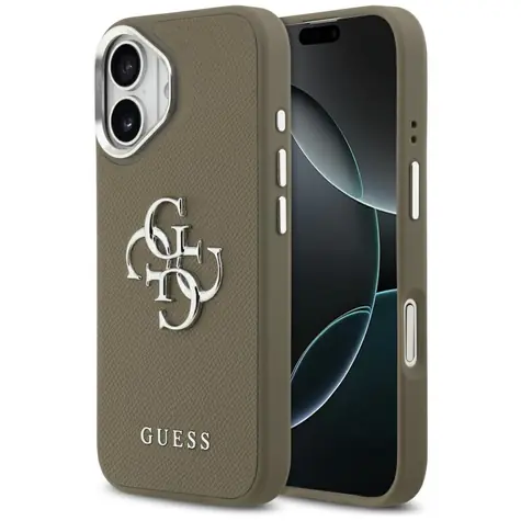 Guess Grained Big 4G Classic Logo iPhone 17 hnědá / Zadní kryt