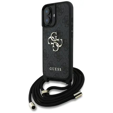 Guess 4G Big Logo Crossbody pro iPhone 16 Plus černá / Zadní kryt / Šňůrkový popruh / Crossbody
