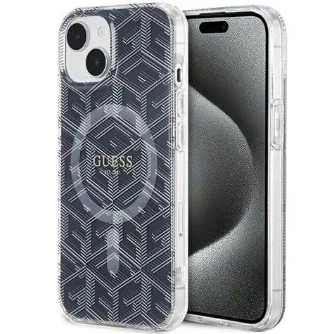 GUESS IML G Cube MagSafe černá / Zadní kryt / iPhone 15 Plus, 14 Plus / MagSafe